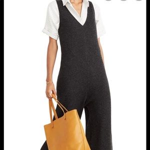 Madewell Wool Ribbed Grey Sweater Jumpsuit V-Neck